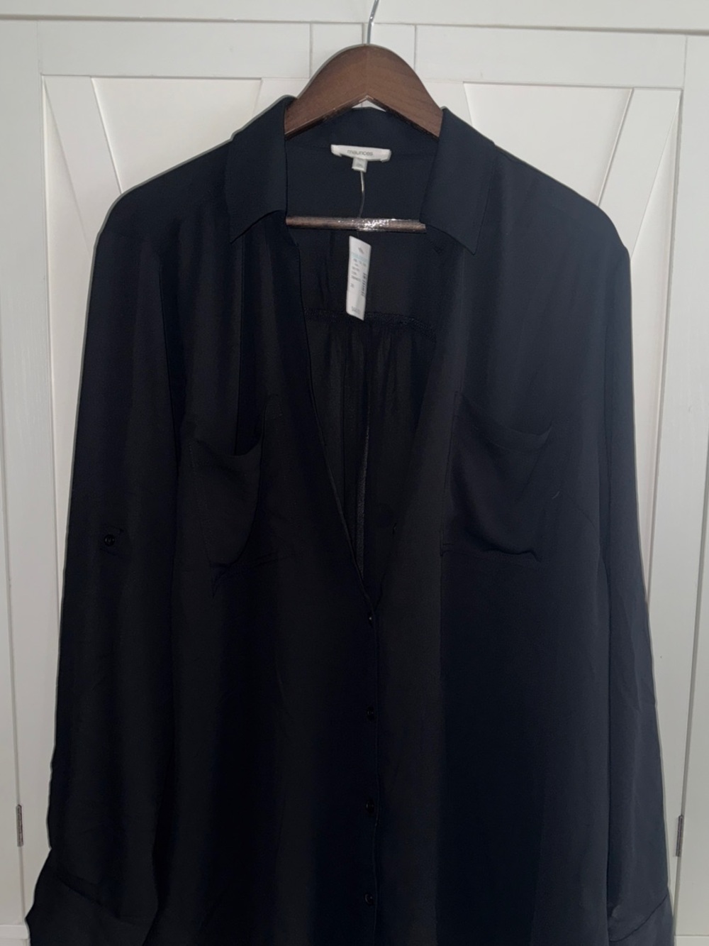 Black Sheer Button-Up Blouse Maurice’s size 2X